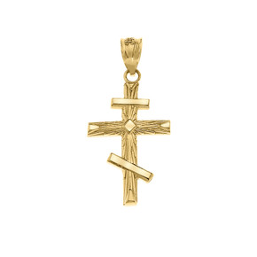 Russian Orthodox Cross Pendant Necklace in Gold (Yellow/Rose/White)