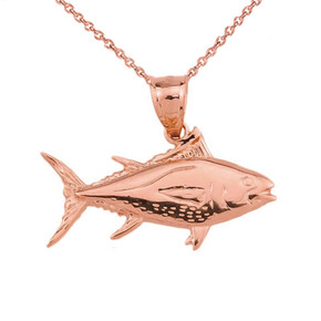 Rose Gold Yellowfin Tuna Fish Pendant