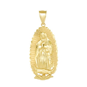 Our Lady Of Guadalupe Pendant Necklace in Gold (Large) 2.47 in. (Yellow/Rose/White)