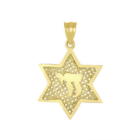 Star of David with Chai Pendant Necklace in Gold (Yellow/Rose/White)