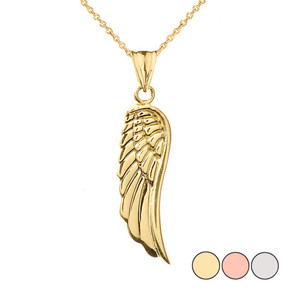 Angel Wings Pendant Necklace In Gold (Yellow/Rose/White)