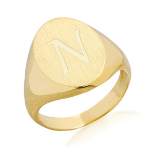 Gold Engravable Oval Signet Ring (Available in Yellow/Rose/White Gold)