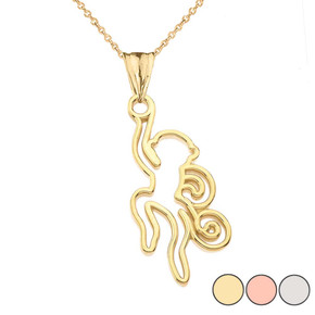 Open Cut Monkey Pendant Necklace In Gold (Yellow/Rose/White)