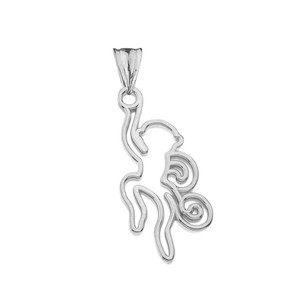 Open Cut Monkey Pendant Necklace In Sterling Silver