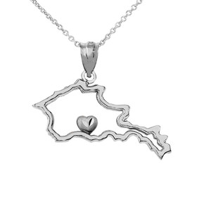Outline Armenia Map Pendant Necklace in Sterling Silver