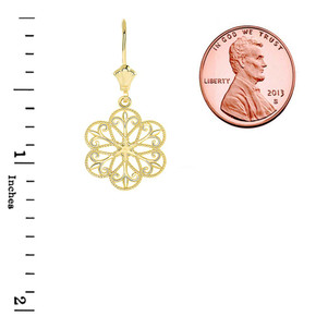 Milgrain Filigree Flower Leverback Earrings(Available in Yellow/Rose/White Gold)