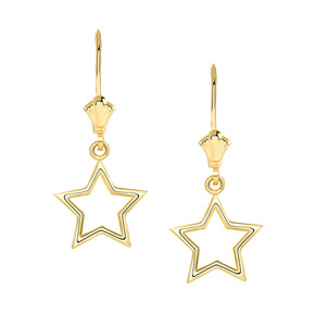 Polished Star Leverback Earrings(Available in Yellow/Rose/White Gold)