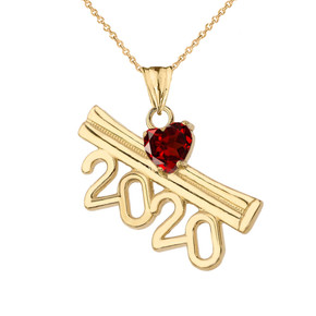 2020 Graduation Diploma Personalized Birthstone CZ Pendant Necklace In Yellow Gold