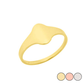Flat Oval Top Signet Ring In Gold (Yellow/Rose/White) (Small)