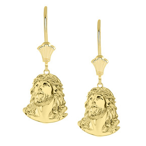 Jesus Christ Head Leverback Earrings(Available in Yellow/Rose/White Gold)