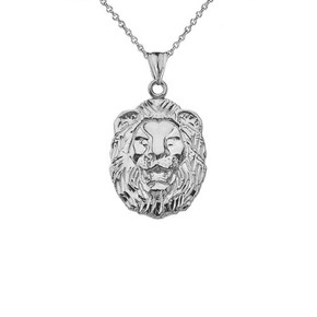 .925 Sterling Silver Sparkle Cut Lion Pendant Necklace