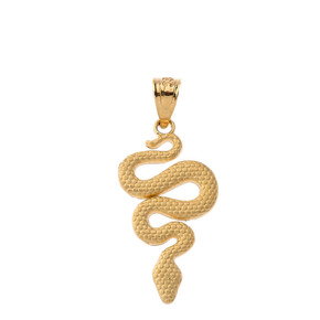 Textured Snake-Serpent Pendant Necklace in Gold (Yellow/ Rose/White)
