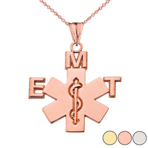 Emergency Medical Technician (EMT) Pendant Necklace in Gold (Yellow/Rose/White Gold)