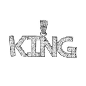 King Hip Hop CZ Pendant Necklace in Sterling Silver