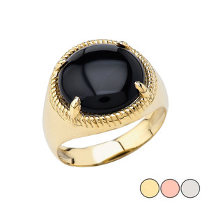 Men's  Black Onyx Milgrain Ring In Gold (Yellow/Rose/White)