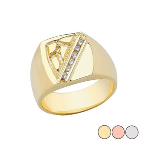 Nugget Gold Diamond Ring In (Yellow/Rose/White)