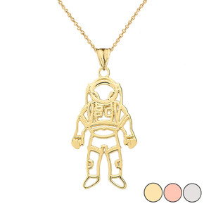 Astronaut  Pendant Necklace In Gold (Yellow/Rose/White)