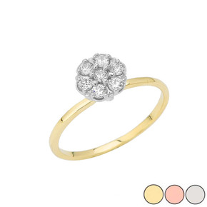 Popcorn Solitaire Ring in 10k Gold (Yellow/Rose/White)