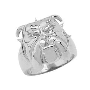 Angry Bulldog Face Ring in Sterling Silver