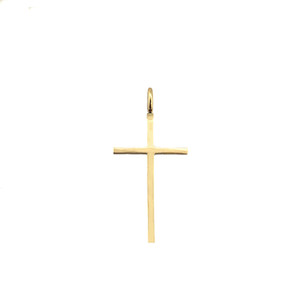 Simple Plain Cross Pendant Necklace (Large) in Gold (Yellow/Rose/White)