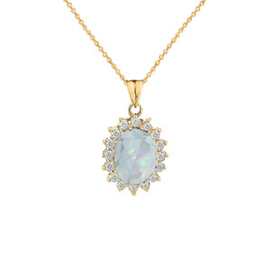 Opal Fancy Pendant Necklace in Gold (Yellow/Rose/White)