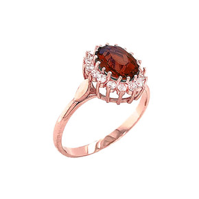 Genuine Garnet Fancy Engagement/Wedding Solitaire Ring in Gold (Yellow/Rose/White)