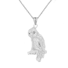 Owl Pendant Necklace In Sterling Silver