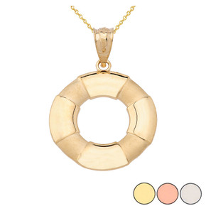 Life Buoy Pendant Necklace in Gold (Yellow/Rose/White)