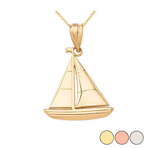 SailBoat Pendant Necklace in Gold (Yellow/Rose/White)