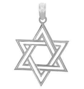 Jewish Charms and Pendants - Double White Gold Star of David Pendant