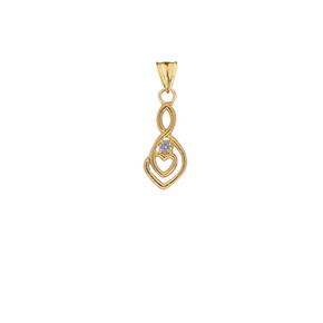 Dainty Diamond Infinity Double Heart Pendant Necklace in Gold (Yellow/Rose/White)