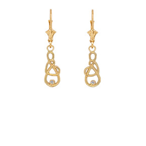 Dainty Diamond Infinity Interlaced Heart Earrings (Available in Yellow/Rose/White Gold)