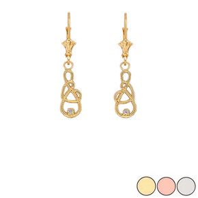 Dainty Diamond Infinity Interlaced Heart Earrings (Available in Yellow/Rose/White Gold)