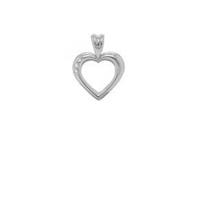 3-Stone Diamond Open Heart Pendant Necklace in Sterling Silver