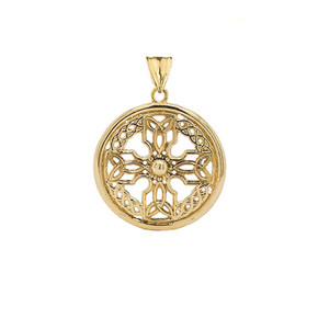 Celtic Knot Cross Shield Pendant Necklace in Gold (Yellow/Rose/White) (Large)