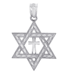 925 Sterling Silver Jewish Star Of David Cross Charm Pendant