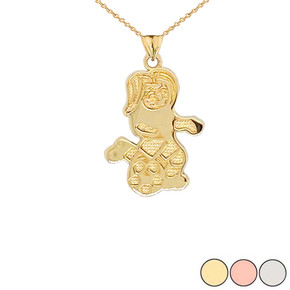 Gold Girl Soccer Player Fútbol Sports Pendant Necklace