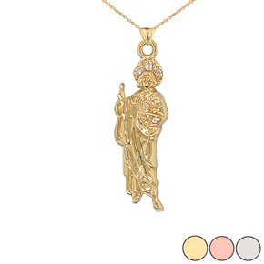 Saint Jude Pendant Necklace in Gold (Yellow/Rose/White)