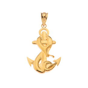 Mariner Anchor With Snake Pendant Necklace in Gold(Yellow/Rose/White)