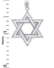 Jewish Charms and Pendants - Star Satin Silver Cross of David