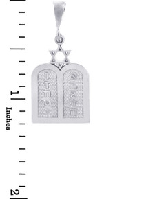 Jewish Charms and Pendants - Silver Ten Declarations Tablets Jewish Pendant