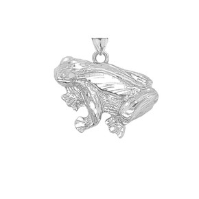 Polished 925 Sterling Silver Frog Pendant Necklace