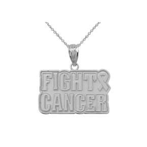 Fight Cancer Awareness Pendant Necklace in Sterling Silver