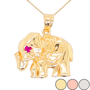 Elephant Charm Pendant Necklace in Gold (Yellow/Rose/White)