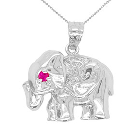 Elephant Charm Pendant Necklace in Sterling Silver