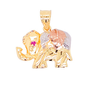 Designer Elephant Charm Pendant Necklace in Gold (Yellow/Rose/White)