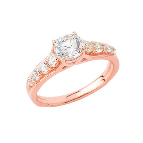 Round Sidestone Engagement Ring in Gold (Yellow/Rose/White)