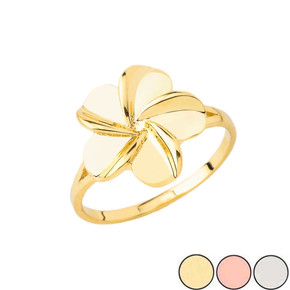 Hawaiian Plumeria Ring in Gold (Yellow/Rose/White)