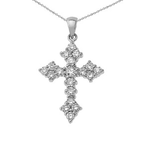 Diamond Cross Pendant Necklace in Sterling Silver