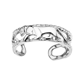 Sterling Silver Open Design Panther Toe Ring